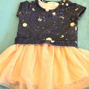 Toddler Girls Jessica Simpson Blue/Peach Sparkle Cosmos Dress Size 12 Months